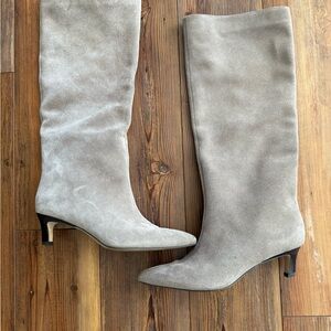 Nordstrom Light Gray Suede Heeled Boots